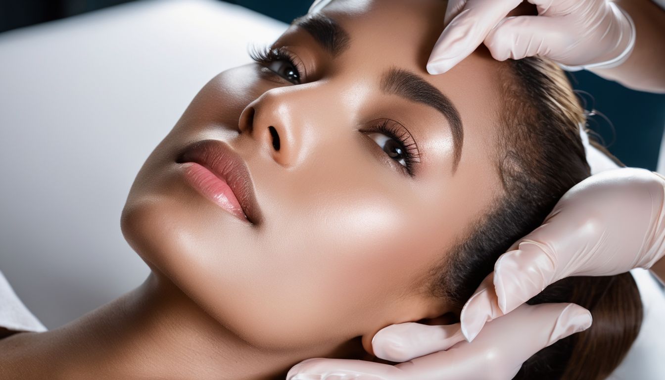 A woman preparing for a face treatment