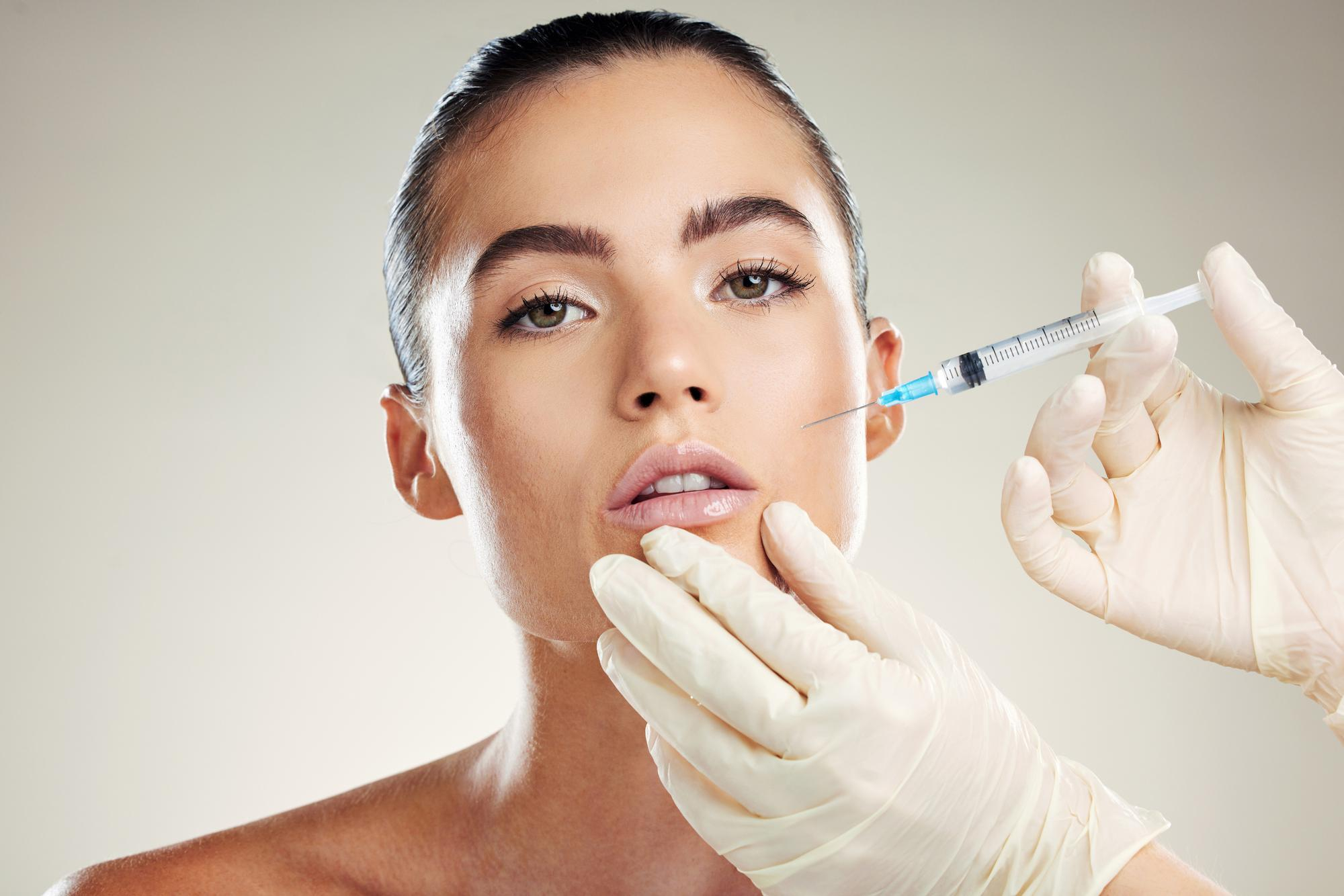 Woman receiving Restylane for facial rejuvenation.