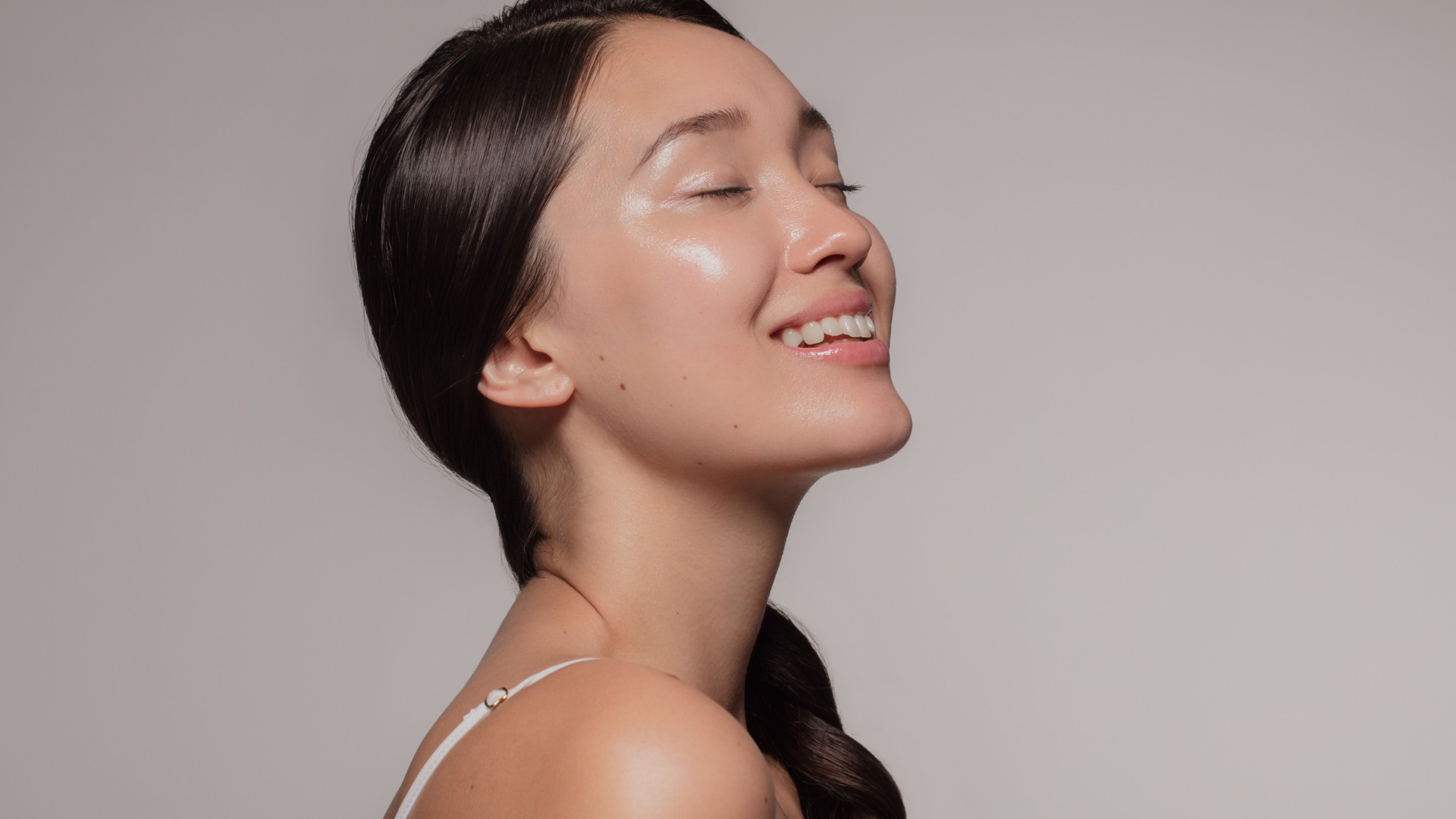 Woman with glowing skin.