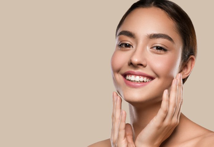 Beauty woman healthy clean skin beautiful female young model. Br