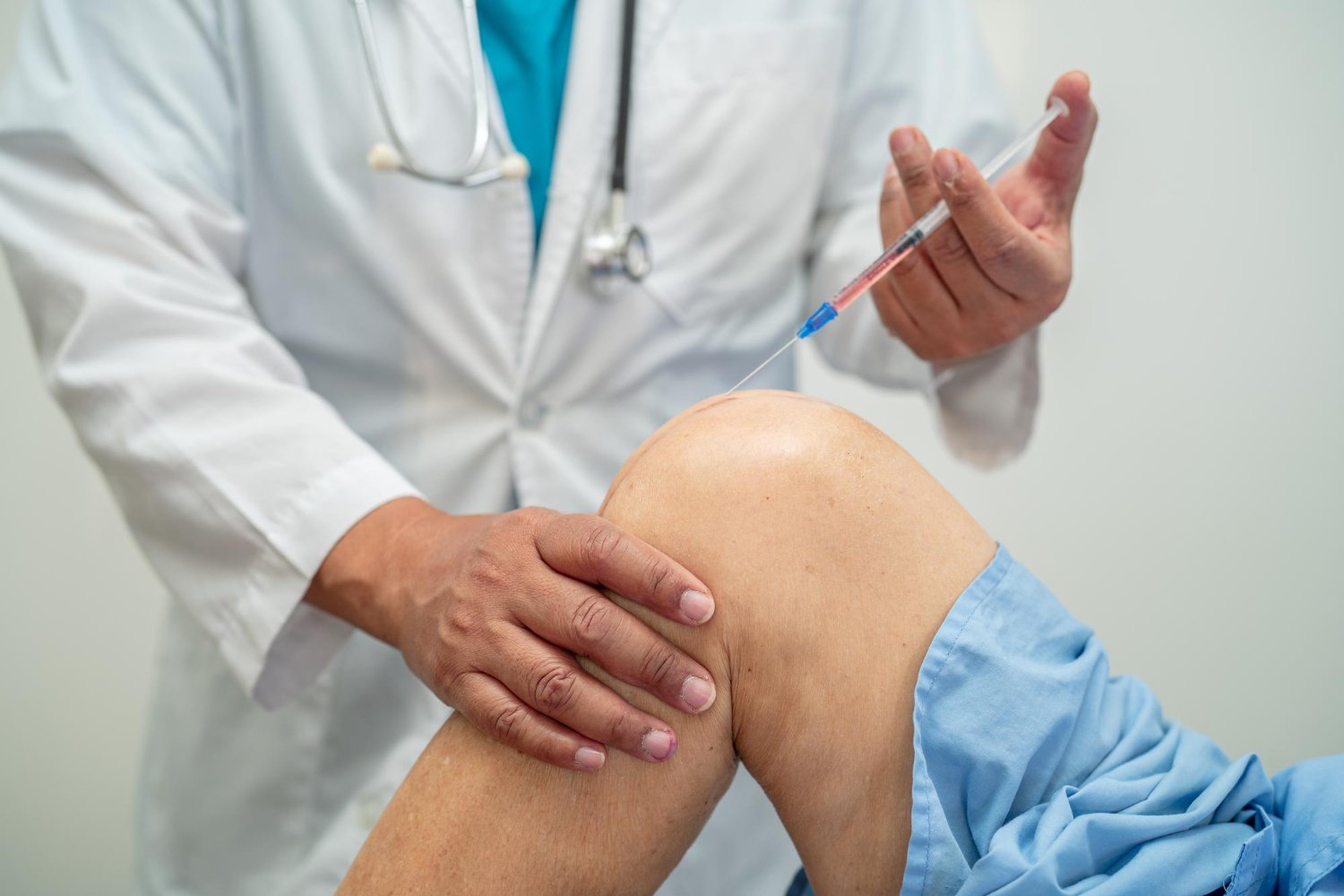 knee bent for injection