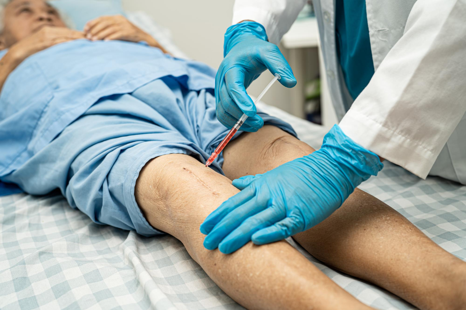 lying down to be injected