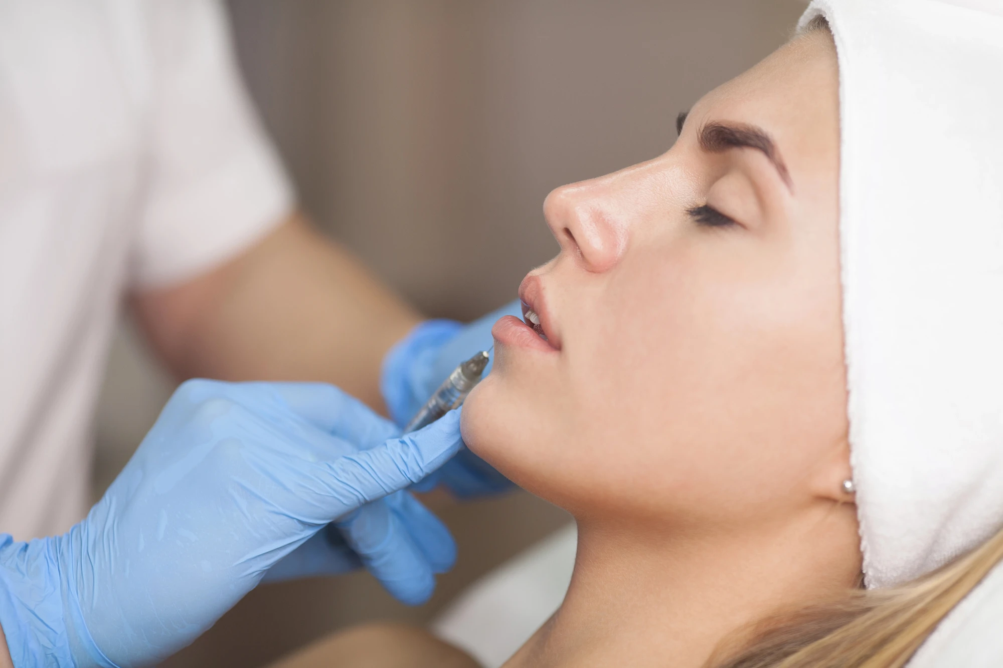 woman getting lip filler