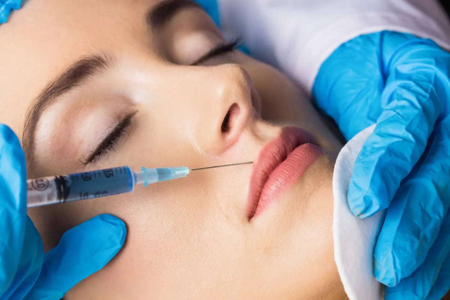 gently injecting the lips