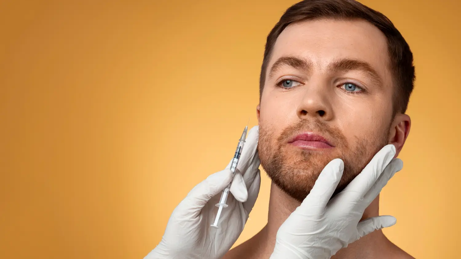 checking his face before injection