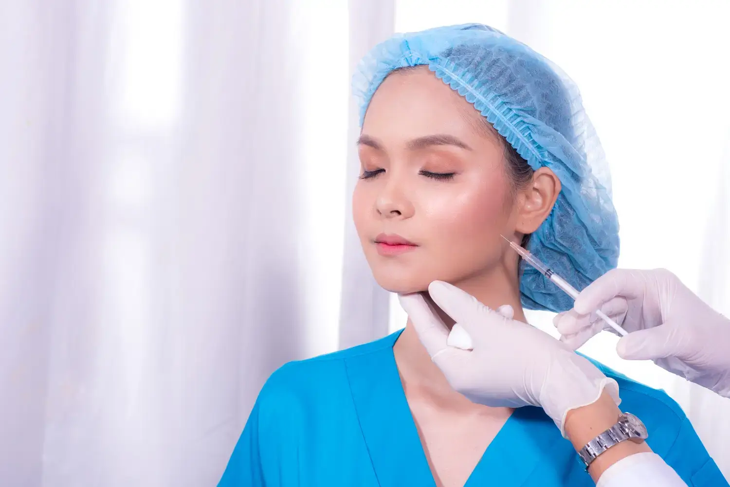 wearing hospital gown for treatment