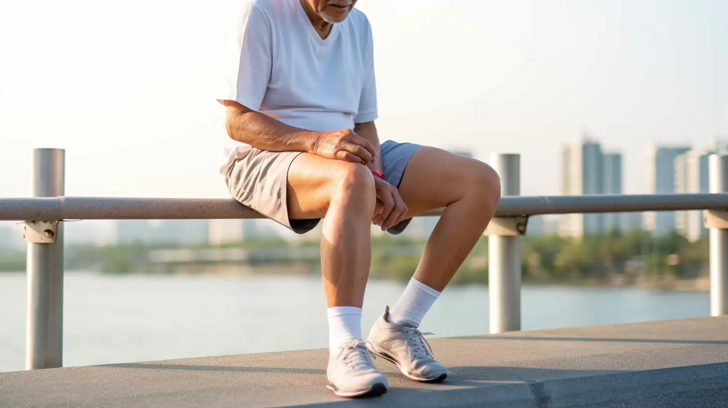 elderly person feeling pain in the knee