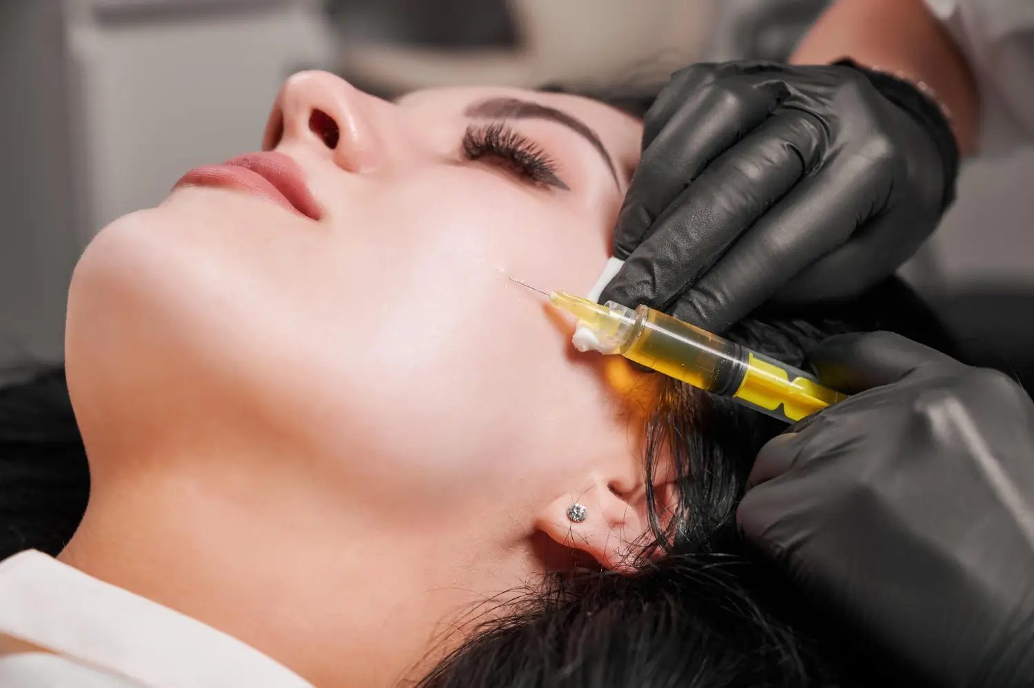 woman is relaxed during injection