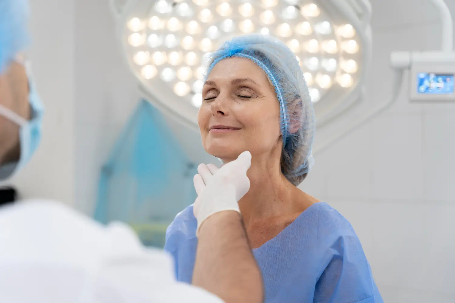checking the patient's skin before treatment