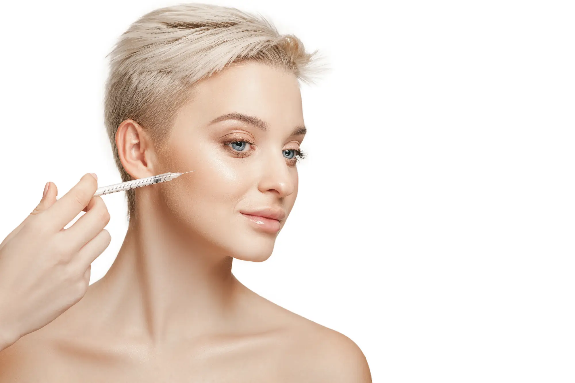 patient's side view of injection