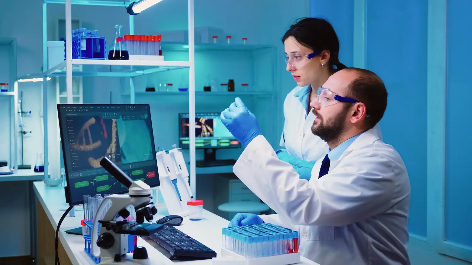 Medical research advancing FDA-approved weight loss drugs like Ozempic in a modern laboratory setting.