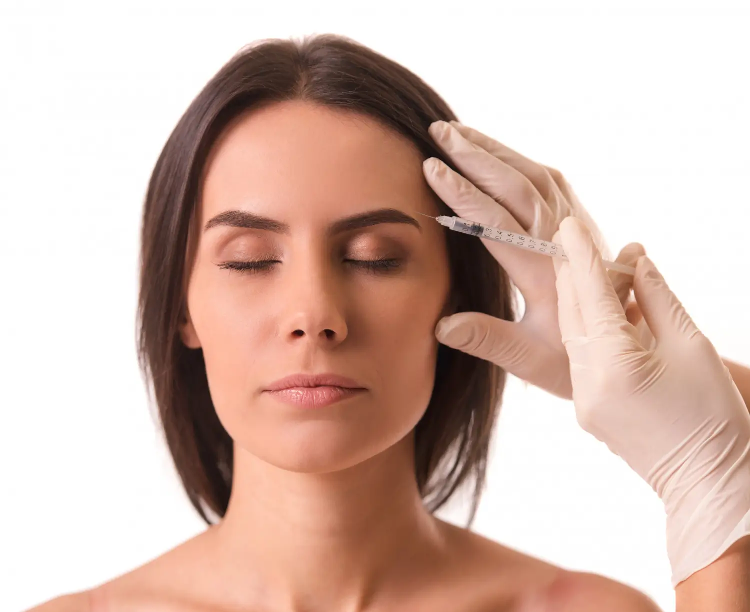 patient's eyes closed during injection