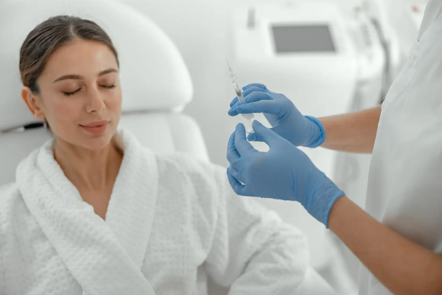 patient waiting in the clinic for injection