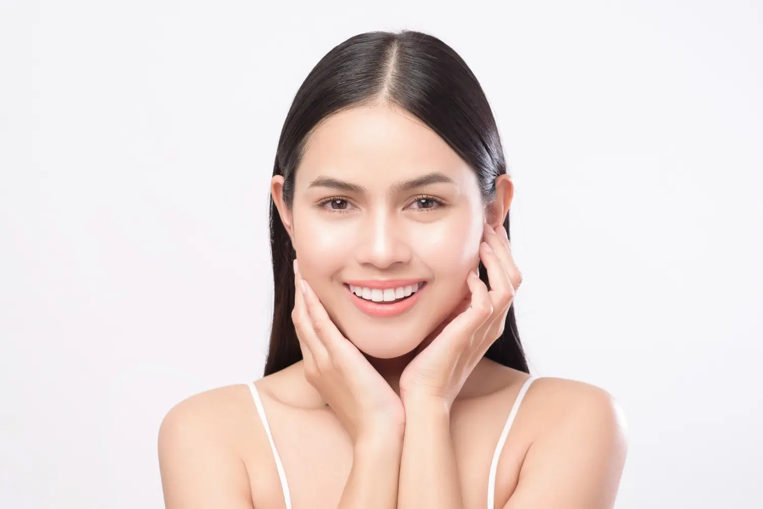 woman enjoying her smooth and young skin