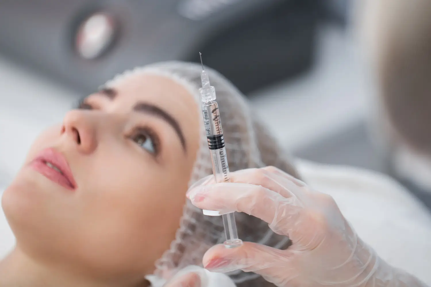 patient is waiting for her dermal filler injection