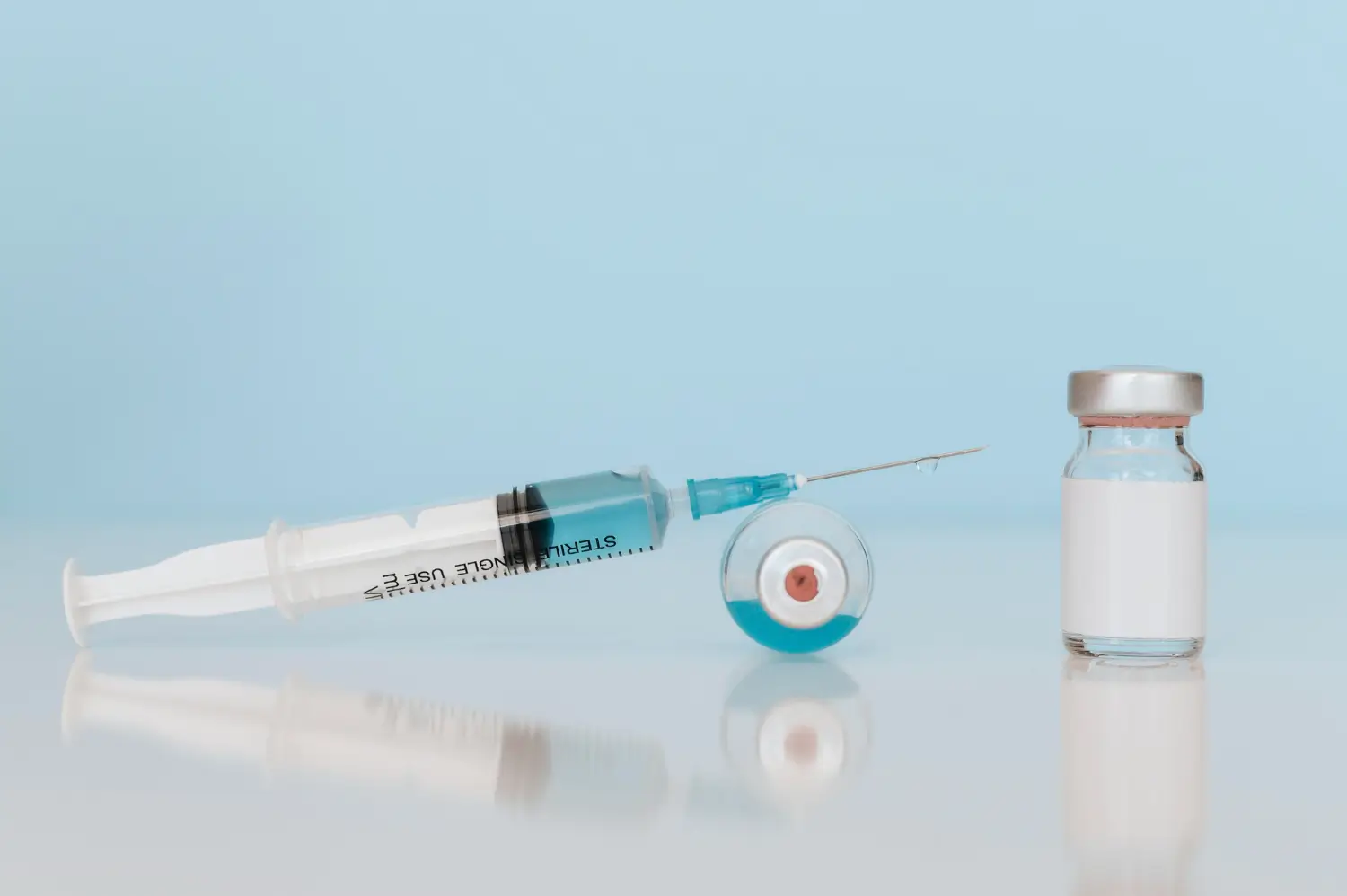 Syringe and vials on the table ready for the procedure