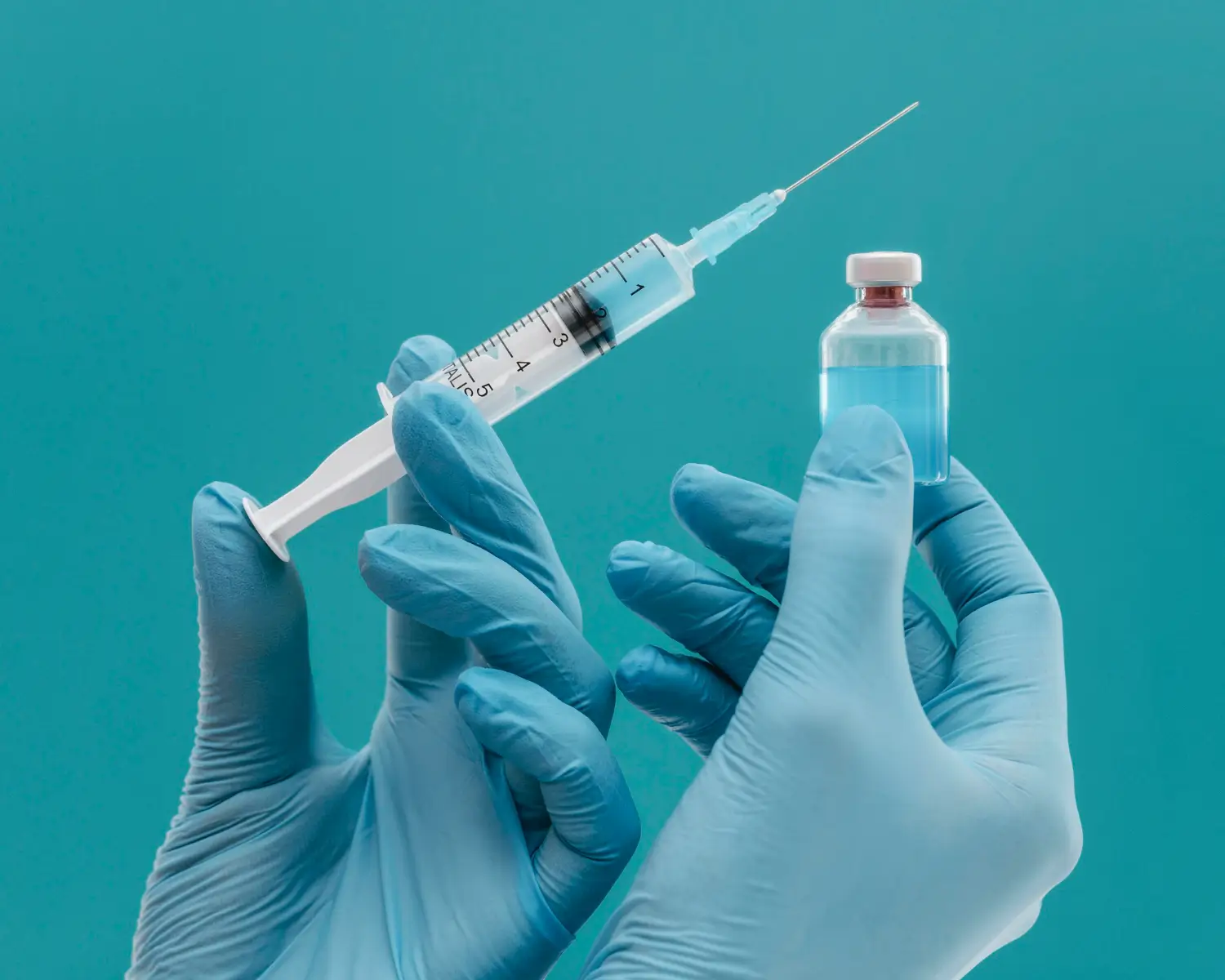 showing the syringe before the injection