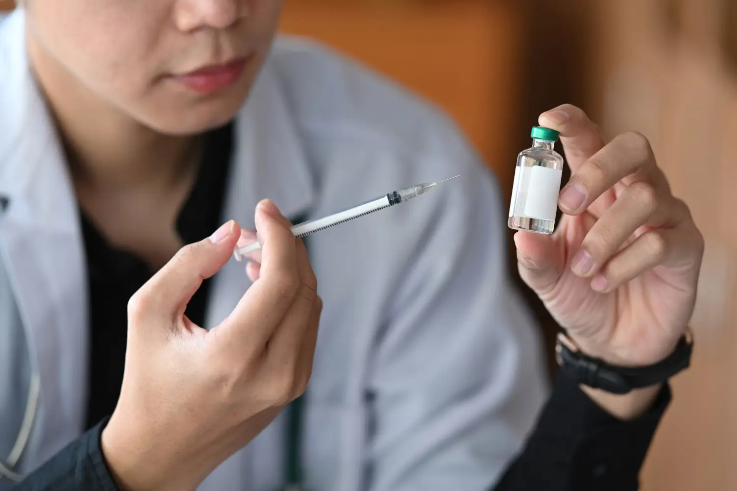 syringe and vial