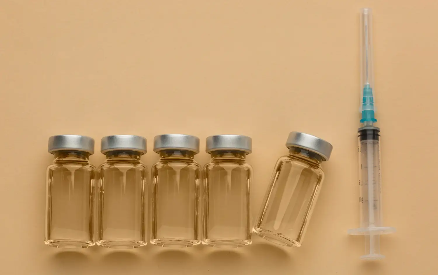 vials and syringes are ready for the injection